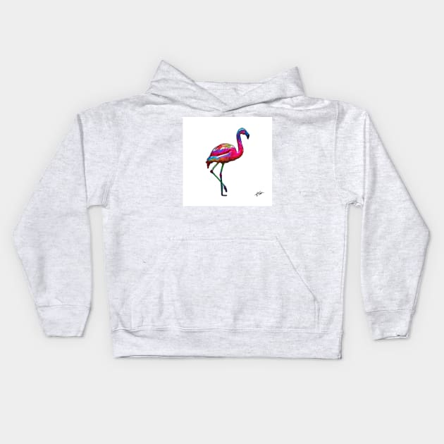 One Step At A Time Abstract Flamingo Kids Hoodie by KirtTisdale